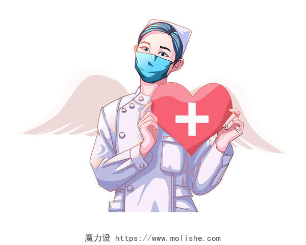 彩色手绘卡通护士医护人物白衣天使护士节元素PNG素材